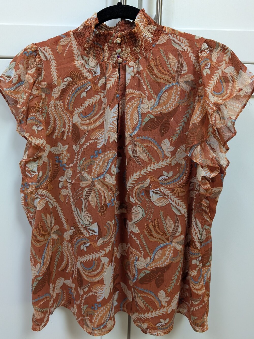Joie Floral Ruffle Sleeve Top